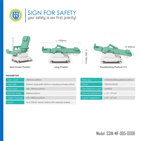 Multifunctional Electric Dialysis Chair for Medical Use | Blood Donation & Hemodialysis Chair | Sign For Safety - Image 4