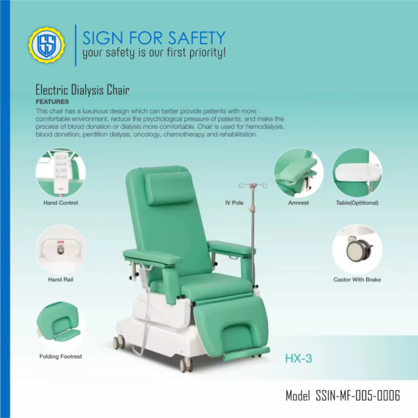 Multifunctional Electric Dialysis Chair for Medical Use | Blood Donation & Hemodialysis Chair | Sign For Safety - Image 3