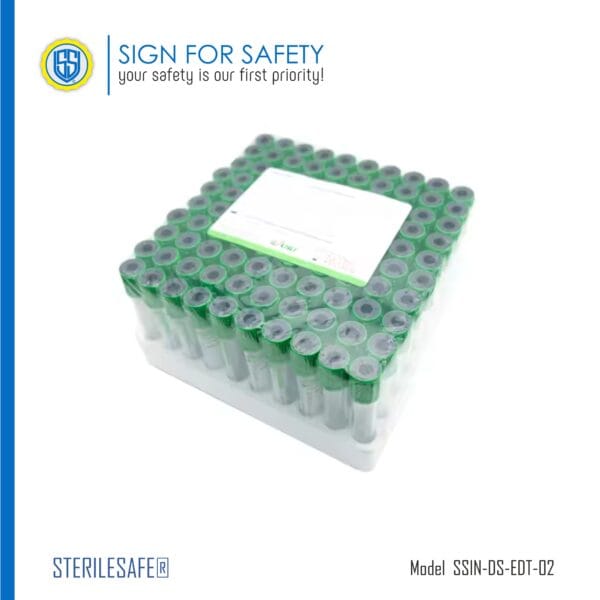 STERILESAFE® Heparin Blood Collection Tube with sodium heparin additive.