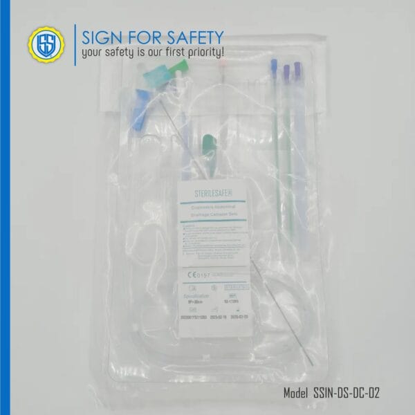 STERILESAFE® pigtail drainage catheter for abdominal procedures.